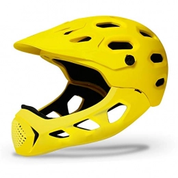 JHHXW Mountain Bike Helmet JHHXW Cycling Helmet, Removable Protective Chin Bar, Mountain Bike Full Face Extreme Sports Safety Helmet, M / L (56-62cm) (Color : Yellow)