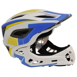 Kiddimoto Mountain Bike Helmet Kiddimoto Unisex-Youth IKON Full Face Cycle Helmet, White / Blue, Small (48-53cm)