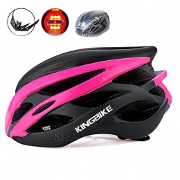 KING BIKE Clothing KING BIKE Cycle Helmet Mens Womens Adults Bicycle Bike Cycling Helmets for Men Ladies Women with Safety Rear Led Light and Helmet Packpack Lightweight(black&rose red, XL:59-63CM)