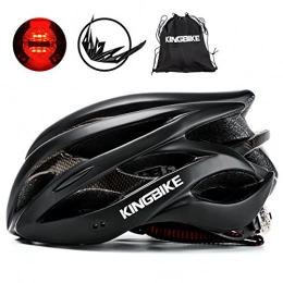 KING BIKE Clothing KING BIKE Cycle Helmet Mens Womens Adults Bicycle Bike Cycling Helmets for Men Ladies Women with Safety Rear Led Light and Helmet Packpack Lightweight (Matte Black, XL:59-63CM)