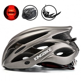 KING BIKE Clothing KING BIKE Cycle Helmet Mens Womens Adults Bicycle Bike Cycling Helmets for Men Ladies Women with Safety Rear Led Light and Helmet Packpack Lightweight(Titanium&Golden, XL:59-63CM)