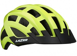 LAZER Clothing Lazer Compact Mens Cycling Helmet - Hi Viz Yellow, One Size / Bicycle Cycle Biking Bike Road Mountain MTB Adult Head Safety Guard Skull Protection Breathable Cool Air Vent Commute Riding Ride Wear