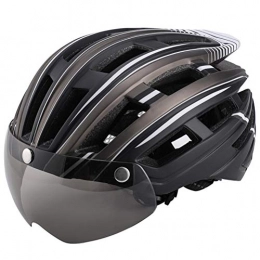 Lewpox Clothing Lewpox Bicycle helmet with LED light, removable windproof bicycle helmet, MTB helmet with removable magnetic visor, unisex men women