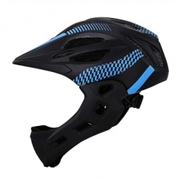 LIUDATOU Led Full Face Mountain Bike Helmet Balance Bike Sports Safety Full Covered Helmets Downhill Scooter Bmx, Black Blue
