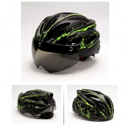 LPLHJD Mountain Bike Helmet LPLHJD Motorcycle Helmet Bicycle Riding Magnetic Goggles Helmet Mountain Bike Integrated Molding Men and Women Helmet (Color : Green)