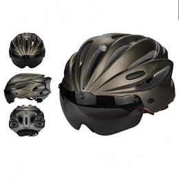 LPLHJD Mountain Bike Helmet LPLHJD Motorcycle Helmet Magnetic Goggles Integrated Mountain Bike Riding Helmet Bicycle Helmet EPS with Glasses Safety Breathable Earthquake Helmet (Color : Gray)