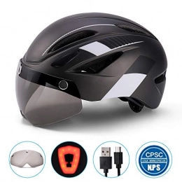 LQQZZZ Clothing LQQZZZ Bike Helmet, Adult Cycle Helmet with Detachable Magnetic Goggles LED Backlight Adjustable Size Mountain And Road Bike Riding Helmet Suitable for 57-66Cm, B
