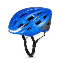 Lumos Mountain Bike Helmet LUMOS Kickstart Lite Smart Helmet (Chromium Blue) | Bike Accessories | Adult: Men, Women | Front and Rear LED Lights | Bluetooth Connected