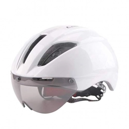 N / A Clothing Men Women Cycling Helmet with Goggles Bike Racing Helmet Lightweight Cycle Helmet Mountain Bike Helmets - White Silver, M