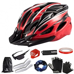 MGIZLJJ Clothing MGIZLJJ Adult Bike Helmet with Visor, 18 Vents Breathable Bicycle Helmet Adjustable Lightweight Bicycle Helmets CE Certified for Mens Womens for BMX Skateboard MTB Mountain Road Bike Black And Red
