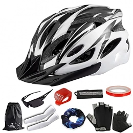 MGIZLJJ Mountain Bike Helmet MGIZLJJ Adult Bike Helmet with Visor, 18 Vents Breathable Bicycle Helmet Adjustable Lightweight Bicycle Helmets CE Certified for Mens Womens for BMX Skateboard MTB Mountain Road Bike Black And White