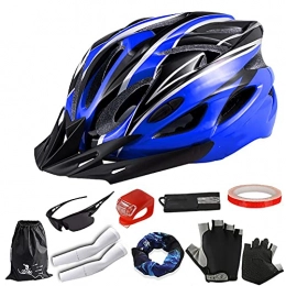 MGIZLJJ Mountain Bike Helmet MGIZLJJ Adult Bike Helmet with Visor, 18 Vents Breathable Bicycle Helmet Adjustable Lightweight Bicycle Helmets CE Certified for Mens Womens for BMX Skateboard MTB Mountain Road Bike Blue And Black