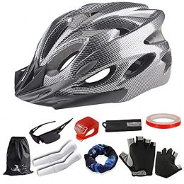 MGIZLJJ Adult Bike Helmet with Visor, 18 Vents Breathable Bicycle Helmet Adjustable Lightweight Bicycle Helmets CE Certified for Mens Womens for BMX Skateboard MTB Mountain Road Bike Silver
