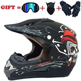 Motocross Helmet Mountain Bike Cross Helmet Scooter Sand Car Prevent Collision Full Face Adult Men Women Matte Black (gloves Goggles Mask for Free) Size: 54-63cm-A-XXL