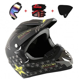 Motorcycle Helmet Mountain Bike Helmet Modular Full Face Helmet Set Includes 1 x Helmet 1 x Goggle 1 x Glove 1 x Face Mask for Men & Women (C)