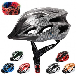 ioutdoor Mountain Bike Helmet Mountain Bike Helmet 56-64CM with Visor, Sport Headwear, 18 Vents, Cycling Bicycle Helmets Adjustable Lightweight for Adults Mens Womens Ladies Teenagers BMX Skateboard Road Bike Safety(Carbon Black)