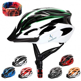 ioutdoor Mountain Bike Helmet Mountain Bike Helmet 56-64CM with Visor, Sport Headwear, 18 Vents, Cycling Bicycle Helmets Adjustable Lightweight for Adults Mens Womens Ladies Teenagers BMX Skateboard Road Bike Safety(Green&White)