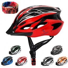 ioutdoor Mountain Bike Helmet Mountain Bike Helmet 56-64CM with Visor, Sport Headwear, 18 Vents, Cycling Bicycle Helmets Adjustable Lightweight for Adults Mens Womens Ladies Teenagers BMX Skateboard Road Bike Safety(Red&Black)
