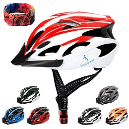 ioutdoor Mountain Bike Helmet Mountain Bike Helmet 56-64CM with Visor, Sport Headwear, 18 Vents, Cycling Bicycle Helmets Adjustable Lightweight for Adults Mens Womens Ladies Teenagers BMX Skateboard Road Bike Safety(Red&White)