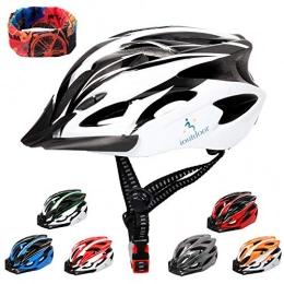 ioutdoor Mountain Bike Helmet Mountain Bike Helmet 56-64CM with Visor, Sport Headwear, 18 Vents, Cycling Bicycle Helmets Adjustable Lightweight for Adults Mens Womens Ladies Teenagers BMX Skateboard Road Bike Safety(White&Black)