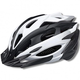 lululeague Clothing Mountain Bike Helmet Adult Bike Helmet Adjustable Road Cycling Bicycle Helmet Ultralight Detachable Visor Inner Padding Chin Protector and Rear LED Tail Light Adjust (White & Black)