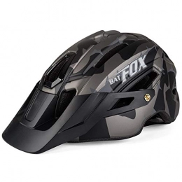 GTVV Clothing Mountain bike helmet camouflage helmet road riding helmet big hat eaves tail lights-Black Ti gray