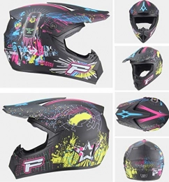 WYH Clothing Mountain Bike Helmet, Personality Four Seasons ATV Off-Road Helmet, Men's And Women's Electric Car Kart Full Helmet, with Goggles + Gloves + Collar, S-XL, 2, M