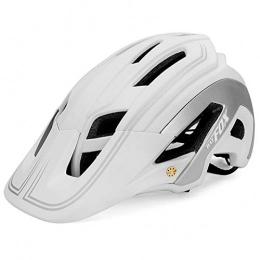 BSWL Clothing Mountain Bike Riding Helmet, Skin-Friendly, Breathable, Shockproof Cushioning, Adjustable Bicycle Helmet Protection Helmet (22-24.41 Inches), white silver