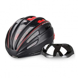 MXZ Clothing MXZ Bicycle Helmet, Bike Racing Helmet Road Mountain Bike Safety Cap Adjustable Lightweight Adult Sports Helmet with Goggles (color : RED)