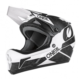 O'Neal Mountain Bike Helmet O'NEAL | Mountain Bike Helmet Fullface | MTB DH Downhill FR Freeride | ABS shell, magnetic closure, exceeds safety standard EN1078 | SONUS Helmet DEFT | Adult | Black and White | Size S (55 / 56 cm)