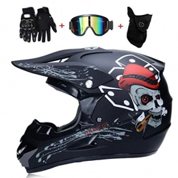 OUTLL Clothing OUTLL Adult Motocross Helmets, with Goggles Gloves Mask, City Helmets BMX Motorcycle ATV Go-Kart Helmet Mountain Bike Cross Helmets, All Round Crash Helmet, DOT Certified (Color : XL / 58-59CM)