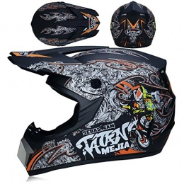 OUTLL Full Face Motocross Helmet Set, DOT Certification, Unisex Adult Teens off road Helmet Road Race ATV BMX Downhill Mountain Bike Crash Helmet, with Gloves Goggles Mask
