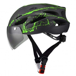 PNNNU Cycling Helmet Light Road Mountain Bike Bicycle Led Helmet 57-62cm for Men Women Visored Bicycle Helmet (green)