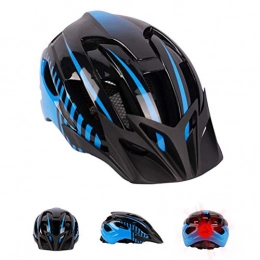 Prevessel Mountain Bike Helmet Prevessel LED Bike Helmet, Mountain Road Cycle Helmet Unisex Super Light Bicycle Helmet with LED Safety Light and Detachable Visor for Adult Men Women(Helmet adjustable size)