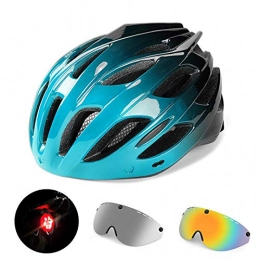 QIEP Bicycle LED Light Detachable Visor Helmet, Adult Men And Women/Teenagers Can Adjust Road And Mountain Bike Helmets-blue3