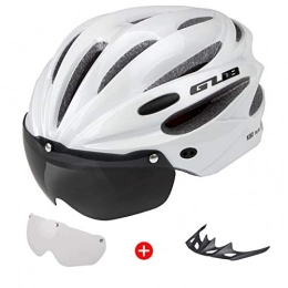 QMMD Clothing QMMD Bike Helmet Mountain Bicycle Helmets with Magnetic Goggles & Detachable Visor Adjustable Size for Men / Women, Safety Protection and Breathable 58-62cm, White