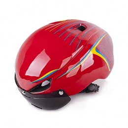 QPLNTCQ Mountain Bike Helmet QPLNTCQ Cycle Bike Helmet Goggles Bicycle Helmet with Tail Light Men Women Ultralight Riding Mountain Road Bike Adjustable Cycling Helmets (Color : 03 red, Size : Free)