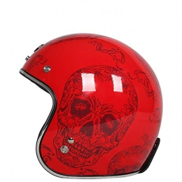 QPLNTCQ Mountain Bike Helmet QPLNTCQ Cycle Bike Helmet Open Face Helmet Motorcycle 3 / 4 Helmet Motocross Helmet for Men Women Sports Safety Protective Helmet Vintage (Color : Red, Size : L)