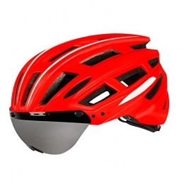 QPLNTCQ Mountain Bike Helmet QPLNTCQ Motorcycle Helmet Mountain Bicycle Helmet with Goggles Cycle Helmet Safety Helmet for Outdoor Sport Riding Bike with Tail Light (Color : Red, Size : Free)