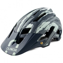 OUWOR Clothing Road & Mountain Bike MTB Helmet for Adult Men Women Youth, with Removable Visor and Adjustable Dial (Camouflage Green)