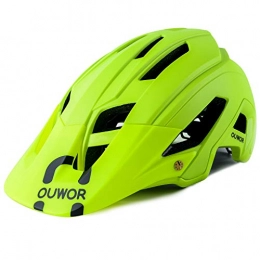 OUWOR Clothing Road & Mountain Bike MTB Helmet for Adult Men Women Youth, with Removable Visor and Adjustable Dial (Fluorescent Green)