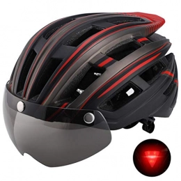 SASKATE Clothing SASKATE Adults Bike Helmet, Lightweight Cycling Helmets & Accessories, Adjustable MTB Helmets, Unisex Men Women Safety Helmet with LED Light and Goggles