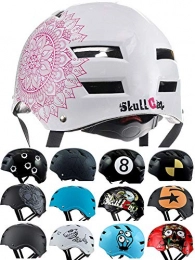 Skullcap Mountain Bike Helmet SC Skateboard & BMX Bike Helmet for Kids & Adults 12 Designs, White Glossy Mandala, Size: M