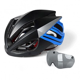 SCDJK Mountain Bike Helmet SCDJK Bike Helmet Mountain Bicycle Helmets Back Detachable Magnetic Goggles Road Cycling Helmets Adjustable Adult Helmets For Men Women 56-62cm, Blue(Color:Blue)