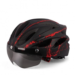 SCDJK Mountain Bike Helmet SCDJK Bike Helmet With Detachable Goggles Visor 18 Vents MTB Cycle Helmets Lightweight 54-62cm For Mens Womens(Color:red)