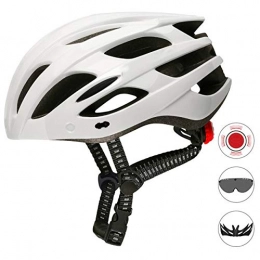 SGEB Mountain Bike Helmet SGEB In Mold Cycling Helmet With Detachable Visor Lens Sports Ultralight Mountain Bicycle Road Bike Helmet With Rear Light, White