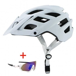 SGEB Mountain Bike Helmet SGEB Outdoor Riding Cycling Helmet With Sunglasses Road Mountain Bike Helmet Ultralight Bicycle Helmet, White, 55-61CM