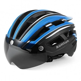 Skrskr Clothing skrskr Aomiun Mountain Bike Helmet Motorcycling Helmet with Back Light Detachable Magnetic VisorProtective for Men Women