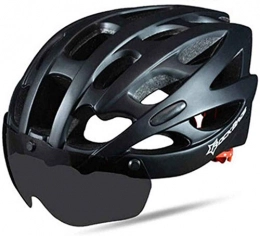 SNFHL Clothing SNFHL Bicycle Helmet with Glasses Mountain Bike Helmet Mountain Road Bike Helmet, Noir