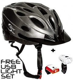 Sport Direct Clothing Sport Direct 18 Vent Graphite Bicycle Helmet & FREE USB LIGHT SET WORTH £29.99